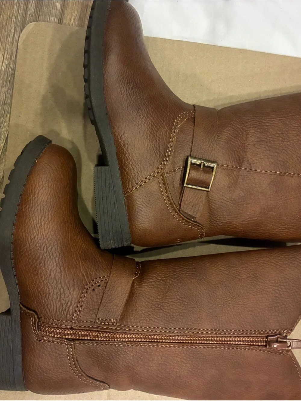 OshKosh B'gosh Brown Kids Boot with Side Zipper and Buckle